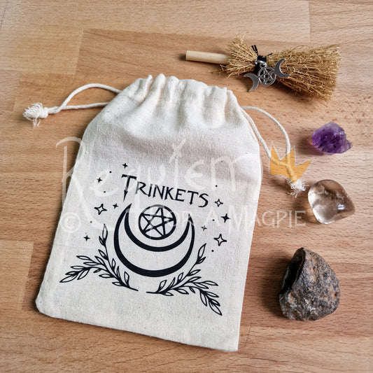 Trinket Drawstring Crystal Pouch, Travel bag for crystals and trinkets