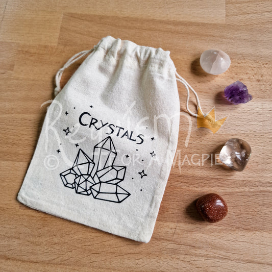 Drawstring Crystal Pouch, Travel bag for crystals and trinkets