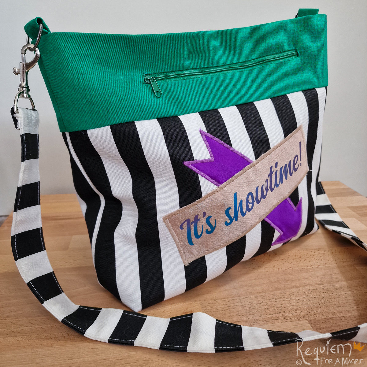 Striped 'Beetlejuice' Cross-body Tote Bag