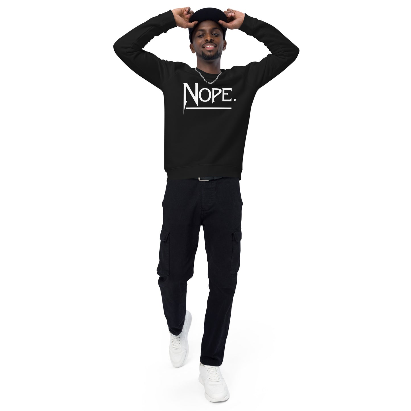 Nope Unisex organic raglan sweatshirt