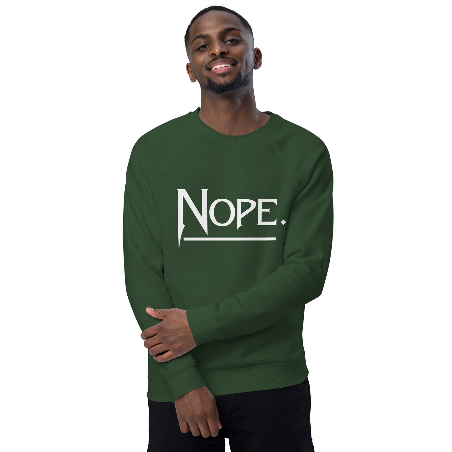 Nope Unisex organic raglan sweatshirt