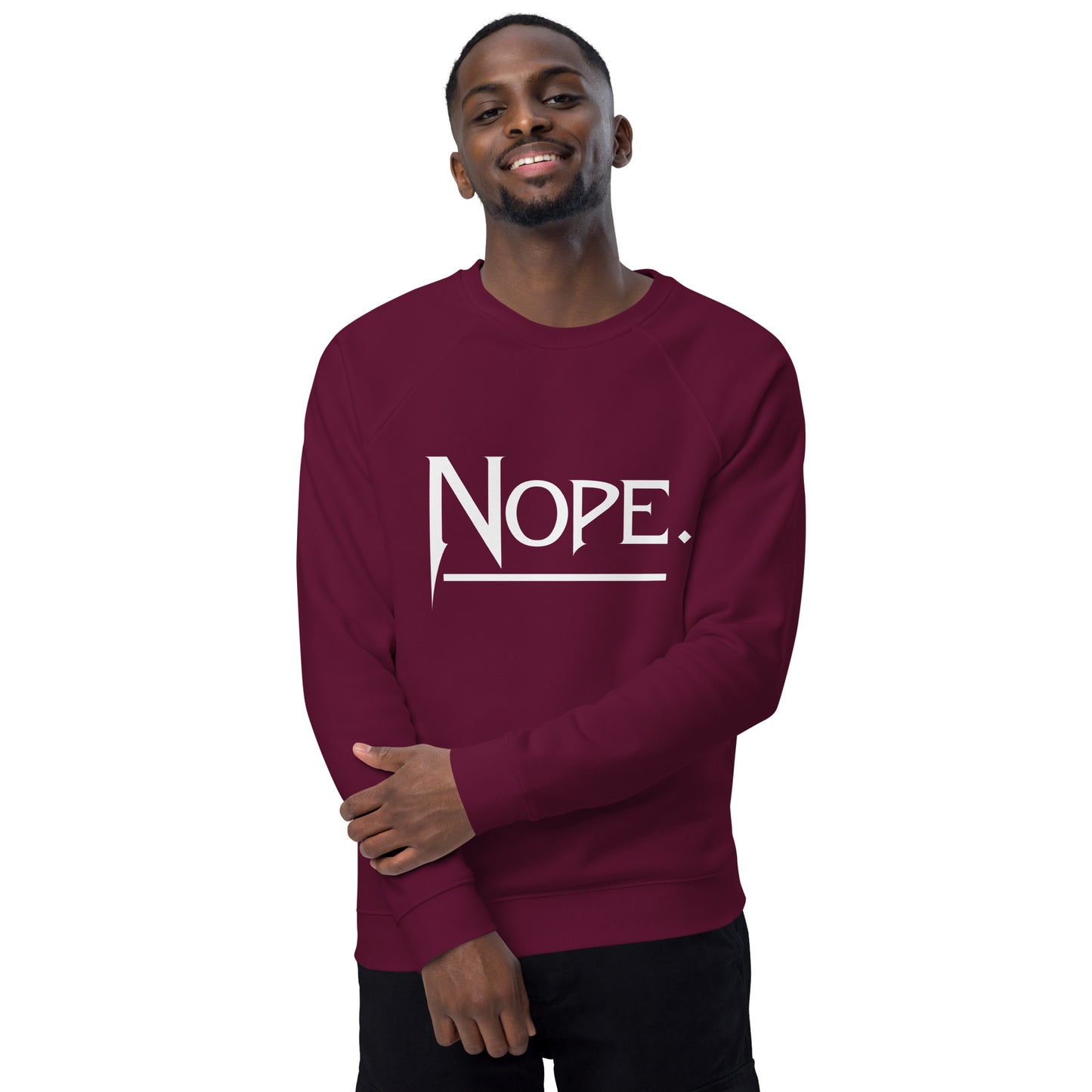 Nope Unisex organic raglan sweatshirt