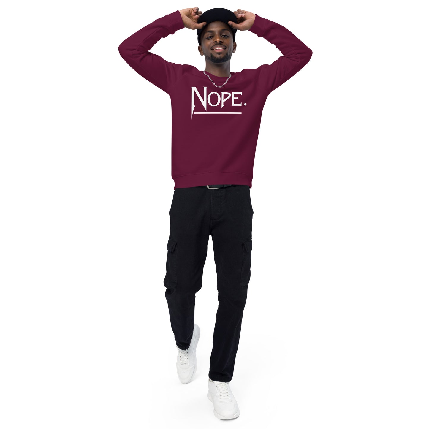 Nope Unisex organic raglan sweatshirt